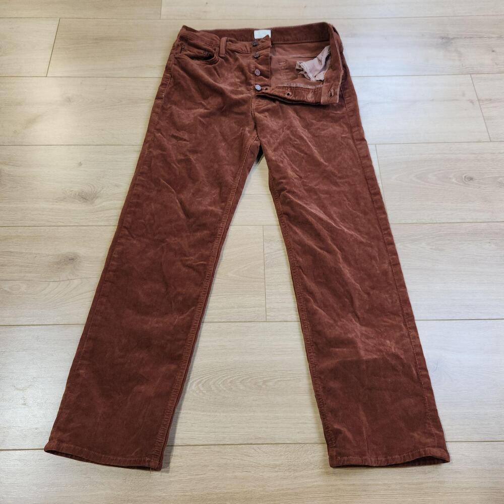 Mother The Tomcat Ankle Corduroy Pants Womens 28 Friar Brown Straight Leg